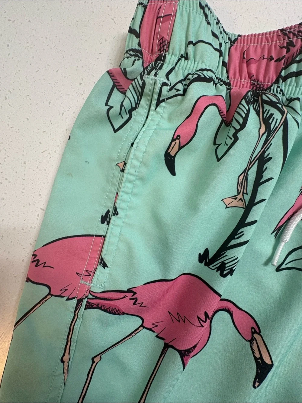 Hollister Mint Green Flamingo Swim Trunks Size XS